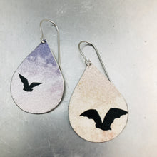 Load image into Gallery viewer, Halloween Bats Upcycled Teardrop Tin Earrings