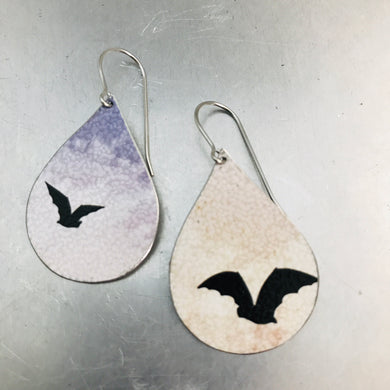 Halloween Bats Upcycled Teardrop Tin Earrings