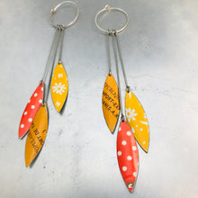 Load image into Gallery viewer, Falling Leaves in Mixed Oranges Upcycled Tin Earrings by Christine Terrell for adaptive reuse jewelry