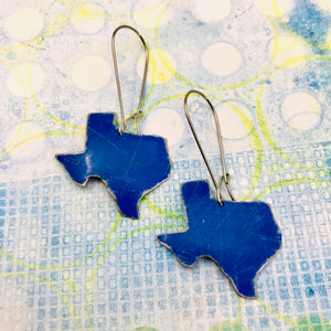 Texas Blue Upcycled Tin Earrings