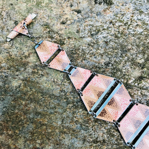 Speckled Trapezoids Upcycled Tin Bracelet