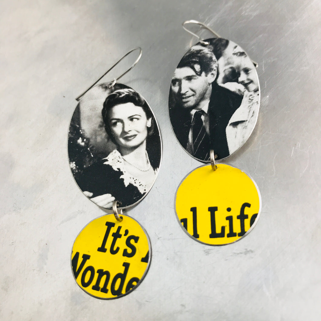 RESERVED It’s a Wonderful Life Upcycled Tin Earrings