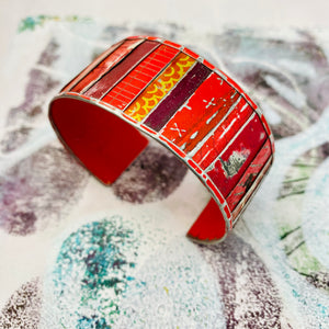 Fenced Mixed Reds Upcycled Tesserae Tin Cuff