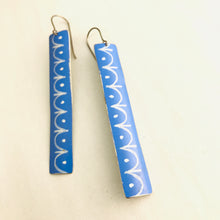 Load image into Gallery viewer, Cornflower and White Bunting Pattern Recycled Tin Earrings