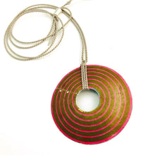 Load image into Gallery viewer, Concentric Pink Circles Upcycled Tin Necklace