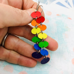 Rainbow Cascade Upcycled Tin Earrings