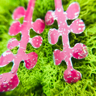 Deep Purple-y Pink Matisse Leaves Upcyled Tin Earrings