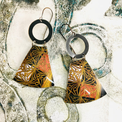 Bronze Filigree Small Fans Tin Earrings