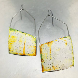 Pointillist Hand Distressed Upcycled Tin Earrings