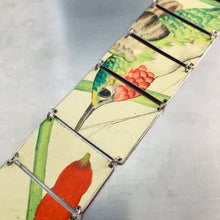 Load image into Gallery viewer, Green Hummingbird Upcycled Tin Bracelet