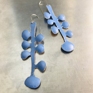 Cornflower Blue Matisse Leaves Upcyled Tin Earrings