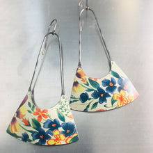 Load image into Gallery viewer, Wildflower Spray Upcycled Tin Fan Earrings
