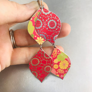 Mixed Pink Patterns Upcycled Tin Earrings