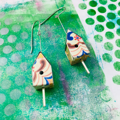 Nyaker Tiny Tin Birdhouse Earrings