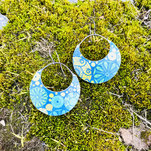Mixed Mandalas Crescent Circles Upcycled Tin Earrings
