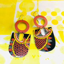 Load image into Gallery viewer, Crewel Work Chunky Horseshoes Zero Waste Tin Earrings