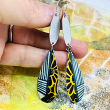 Load image into Gallery viewer, Mixed Patterns Upcycled Teardrop Tin Earrings