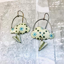 Load image into Gallery viewer, Paper Airplane &amp; Little Vintage Starburst Clouds Zero Waste Tin Earrings