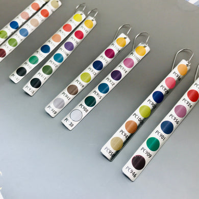 Colored Pencil Case Long Narrow Tin Earrings