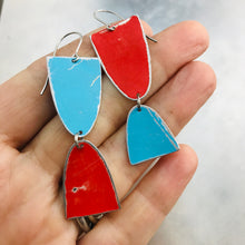Load image into Gallery viewer, Mod Matte Red &amp; Blue Arches Zero Waste Tin Earrings