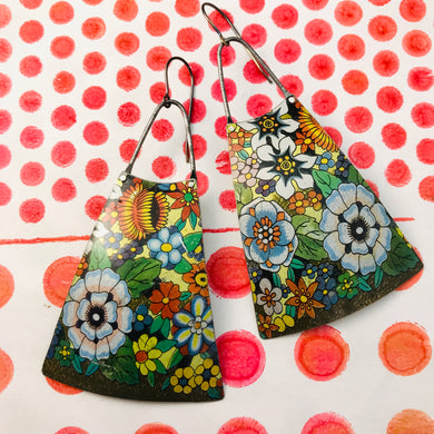 Allover Flowers Upcycled Vintage Tin Earrings