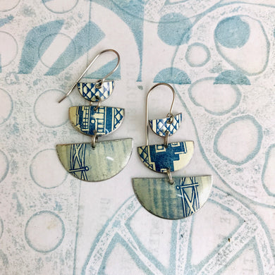 Delft Blue Stacked Half Moons Earrings