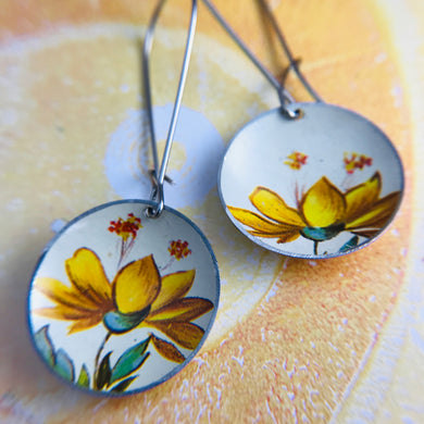 Yellow Flowers Medium Basin Upcycled Earrings