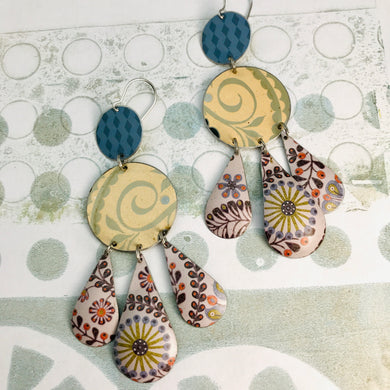 Mixed Pale Patterns Zero Waste Tin Chandelier Earrings