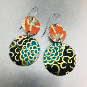 Vintage Mixed Circles Upcycled Tin Earrings