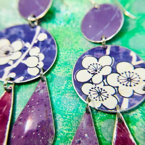 Mixed Purples Upcycled Tin Chandelier Earrings