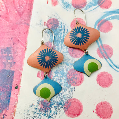 Mod Asterisks on Peach Rex Ray Zero Waste Tin Earrings