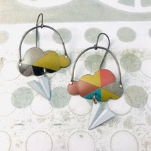 Load image into Gallery viewer, Paper Airplane &amp; Mod Triangle Starburst Little Clouds Zero Waste Tin Earrings