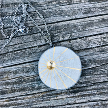 Load image into Gallery viewer, Reversible Sunray and Silver Leaf Leaf Concrete &amp; Tin Necklace