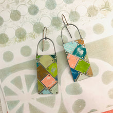 Load image into Gallery viewer, Mixed Colors Tesserae Arched Wire Tin Earrings
