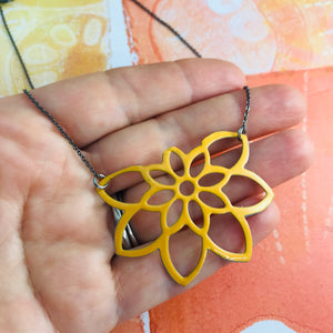 Enameled Flower Outline Recycled Necklace