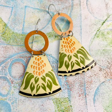 Vintage Sugar Tin Small Fans Tin Earrings