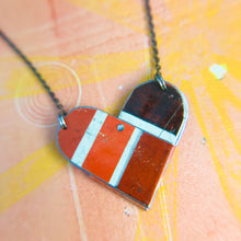 Load image into Gallery viewer, Colorblock Reds Tin Heart Recycled Necklace