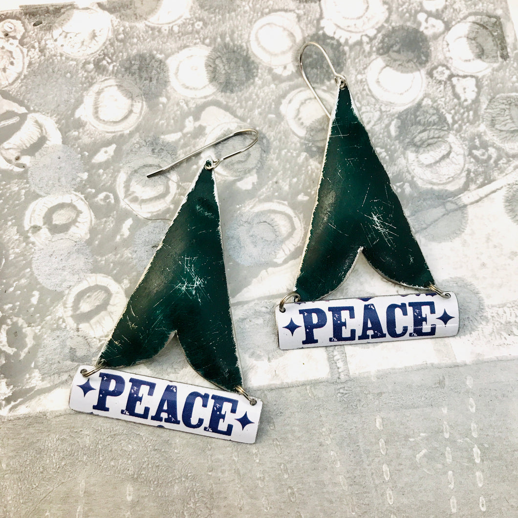 Peace Trees Tin Earrings