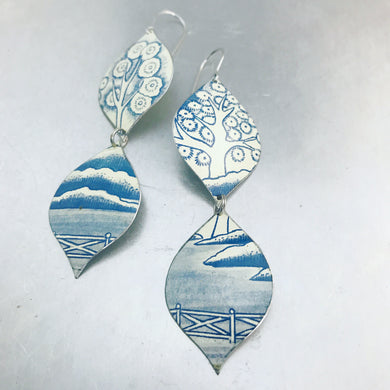 Mod Delft Blue Chinoiserie Zero Waste Tin Earrings