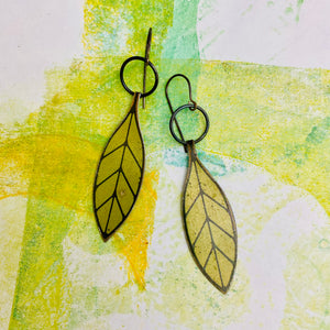 Long Leaves Upcycled Tin Earrings