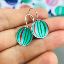 Load image into Gallery viewer, Beach Ball Tiny Dot Upcycled Tin Earrings
