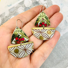 Load image into Gallery viewer, Mixed Golden Patterns Little Sailboats Tin Earrings