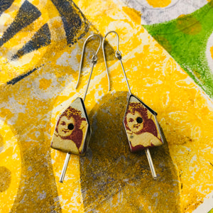 Sweet Face Tiny Tin Birdhouse Earrings