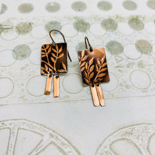 Load image into Gallery viewer, Coppery Leaves Windows Upcycled Tin Earrings