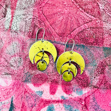 Load image into Gallery viewer, Golden Moon Drops Upcycled Tin Earrings