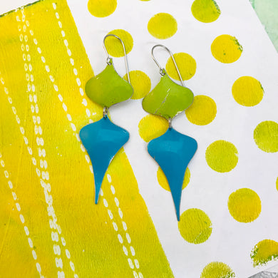 Spring Green & Turquoise Rex Ray Zero Waste Tin Earrings