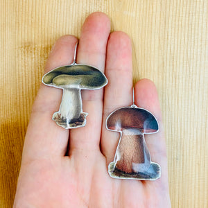 Chunky Mushrooms Upcycled Tin Earrings