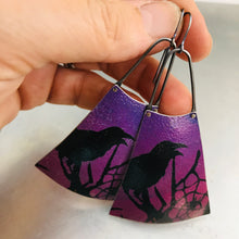 Load image into Gallery viewer, Spooky Halloween Raven Upcycled Tin Earrings