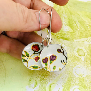 Vintage Flowers Medium Basin Upcycled Earrings