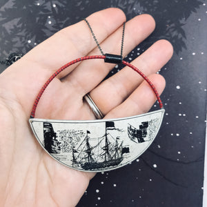 Tall Ship Upcycled Tin Necklace